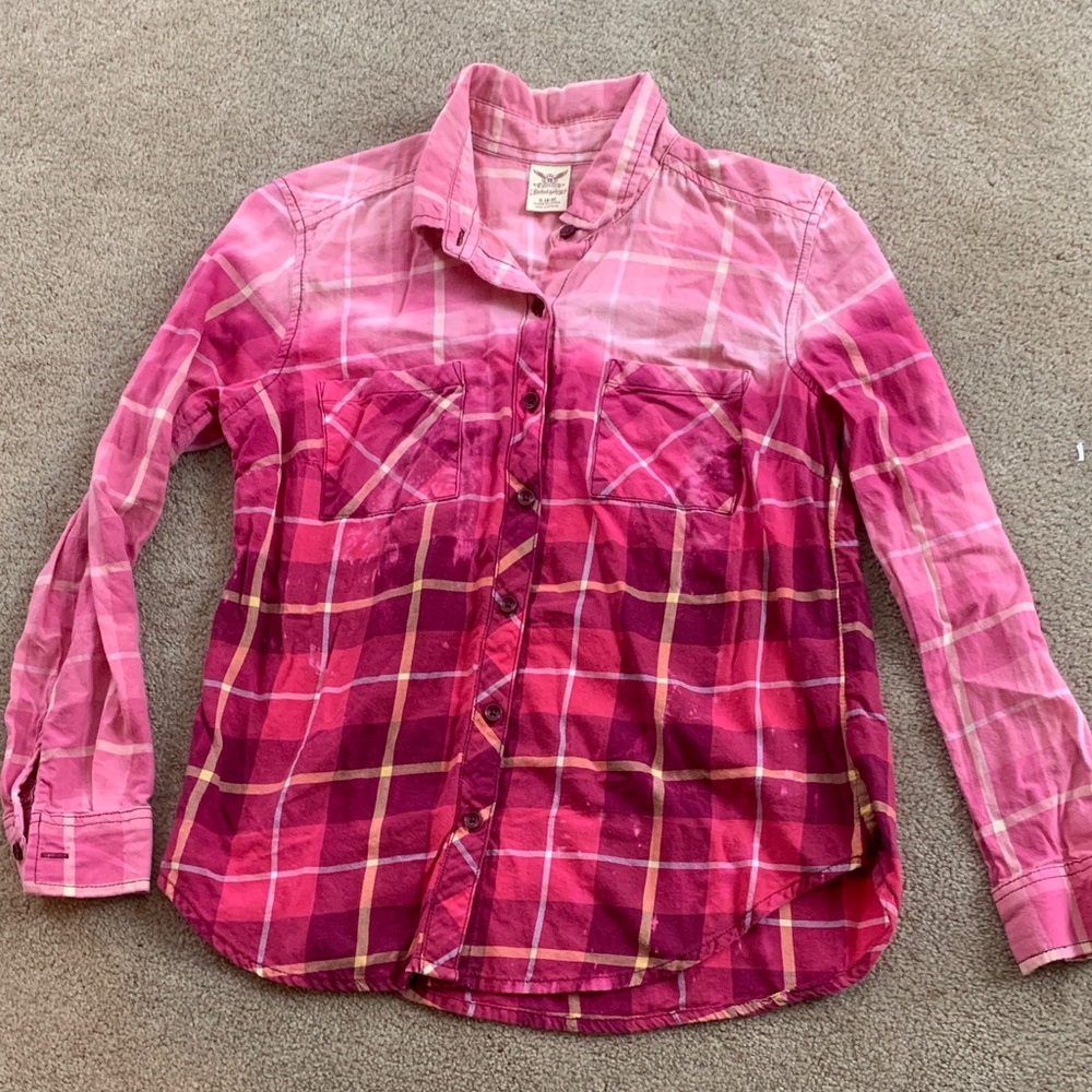 Faded Glory Pink Plaid Women's Top
